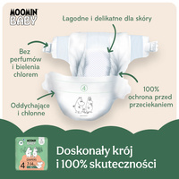 Moomin Baby 4 Maxi 7–14 kg (42 szt), eko pieluszki + CHUSTECZKI BEGGS GRATIS!