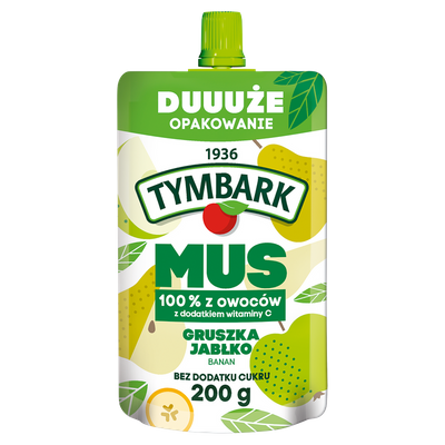 Tymbark Mus 100 % z owoców gruszka jabłko banan 200 g