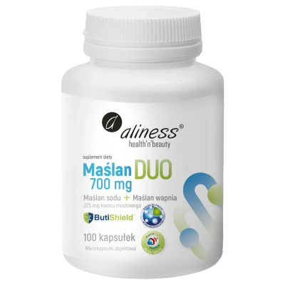 Aliness Maślan Sodu DUO MAŚLAN SODU + WAPNIA JELITA 700 mg 100 kapsułek