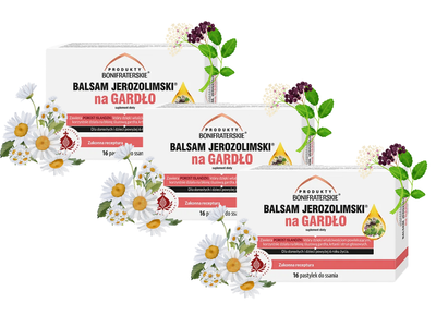 Balsam Jerozolimski na GARDŁO, POROST ISLANDZKI ZESTAW 3 x 16 pastylek do ssania