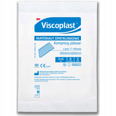 Viscoplast Kompresy jałowe 5x5cm 1 saszetka 3szt