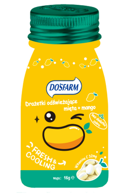 Dosfarm drażetki odświeżające o smaku mango i mięty z witamina C ZESTAW 5 x 16 g