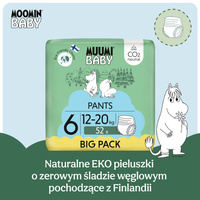 Muumi Baby Pants 6 Junior 12-20 kg (52 szt), eko pieluchomajtki + CHUSTECZKI BEGGS GRATIS!