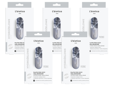L'biotica Hialuronowe płatki pod oczy intensywne nawilżanie ZESTAW 5 x 3 sztuki