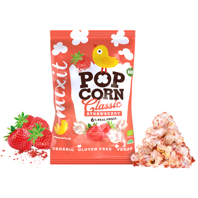 Mixit popcorn owocowy truskawkowy zdrowa przekąska 13 g
