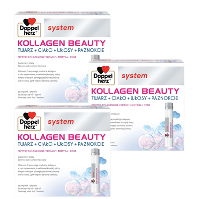 Doppelherz system KOLLAGEN BEAUTY 30 ampułek po ZESTAW 3 x 25 ml