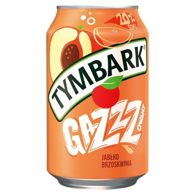 Tymbark Gazzzowany Napój gazowany jabłko brzoskwinia w puszce 330 ml