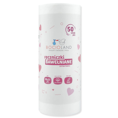 Bocioland miękkie i delikatne ręczniki bawełniane na rolce 20 x 23 cm 50 sztuk