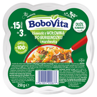 BoboVita Kluseczki z wołowiną po burgundzku i marchewką po 15 miesiącu ZESTAW 3 x 250 g