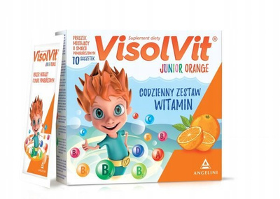 Visolvit Junior Orange WITAMINY granulki musujące smak pomarańczowy 10 saszetek