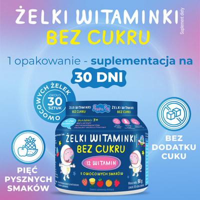 Żelki Witaminki "Świnka Peppa" BEZ CUKRU dla dzieci 30 żelek	