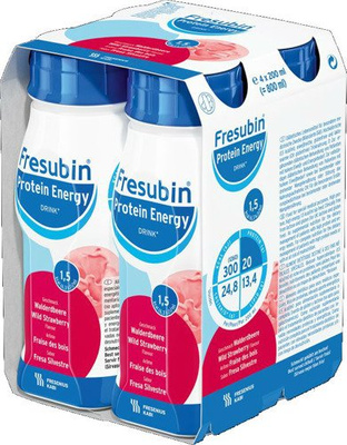 Fresubin® Protein Energy Drink, smak poziomkowy ZESTAW 24 x 200ml. Żywność specjalnego przeznaczenia medycznego. Bogata w białko