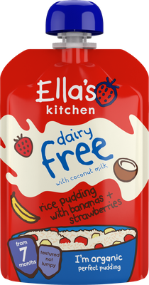 Ella's Kitchen BIO Bezmleczny pudding ryżowy z bananem i truskawkami 80 g