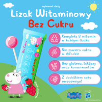 Lizaki witaminowe Świnka Peppa BEZ CUKRU smak malinowy 1 sztuka