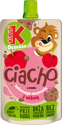 Kubuś Mus CIACHO deser wiśnia-kakaowe ciasteczko BEZ CUKRU 100 g