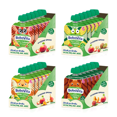 BoboVta zestaw musów owocowych po 6 miesiącu RÓŻNE SMAKI 24 x 80 g