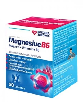 Rodzina Zdrowia Magnesive B6 MAGNEZ I WITAMINA B6 50 tabletek