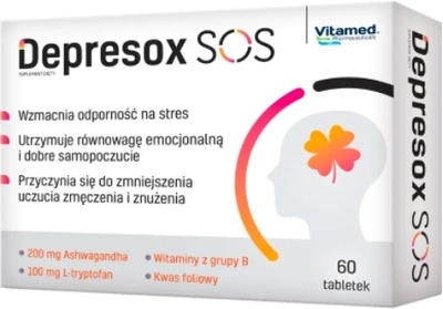 DEPRESOX SOS ashwagandha l-tryptofan ODPORNOŚĆ NA STRES 60 tabletek
