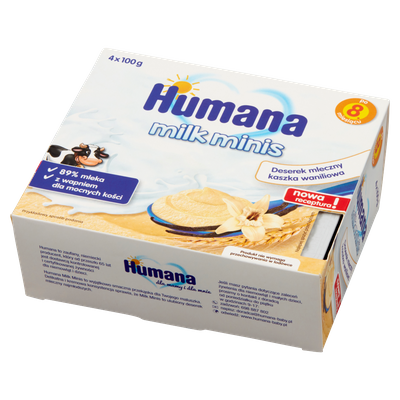 Humana Milk Minis Deserek mleczny kaszka waniliowa po 8. miesiącu 400 g (4 x 100 g)