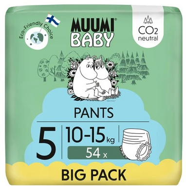 Muumi Baby Pants EKO PIELUCHOMAJTKI 5 maxi+ 10-15 kg 54 sztuki