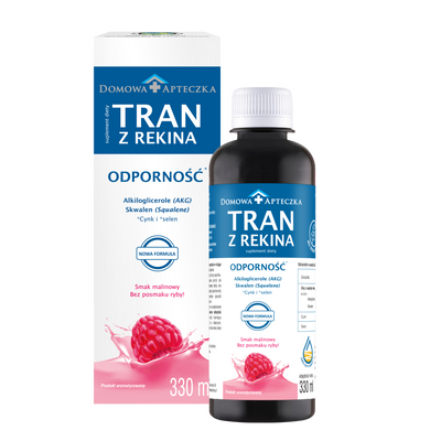 Tran z rekina smak malinowy ODPORNOŚĆ, bez cukru 330 ml
