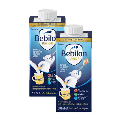 Bebilon JUNIOR gotowa do picia wzbogacona formuła na bazie mleka od 2. do 6. roku życia ZESTAW 2 x 200 ml