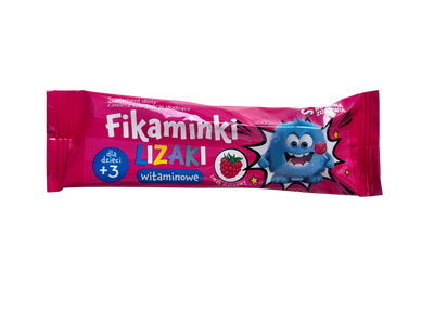 Fikaminki zdrowy lizak witaminowy BEZ CUKRU smak malinowy 1 sztuka