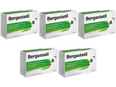 Aflofarm BERGASTATIL wyciąg z owoców bergamoty na CHOLESTEROL ZESTAW 5 x 30 kapsułek
