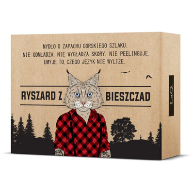 Ryś kostka mydło dla facetów o zapachu ekskluzywnych perfum z dodatkiem oczyszczającego węgla aktywnego 85g