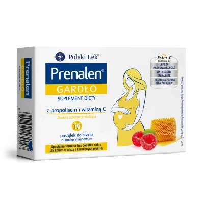 Prenalen Gardło z propolisem i witaminą C dla kobiet w ciąży 16 pastylek do ssania