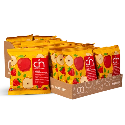 Crispy Natural Jabłko o smaku truskawek suszone chipsy z jabłek ZESTAW 24 x 18 g