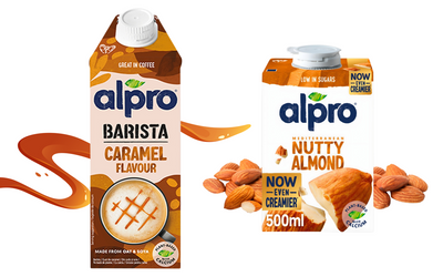 Alpro Barista Karmelowe 750 ml + Alpro migdałowe 500 ml ZESTAW mleka roślinne do kawy