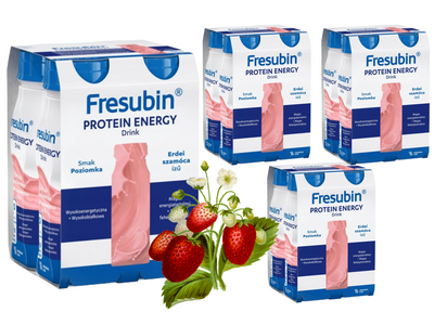 Fresubin® Protein Energy Drink,  smak poziomkowy ZESTAW 16 x 200ml. Żywność specjalnego przeznaczenia medycznego. Bogata w białko