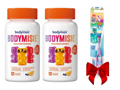 Bodymax Bodymisie żelki  dla dzieci owocowe ZESTAW 2 x 60 sztuk + SZCZOTECZKA GRATIS!