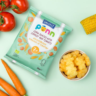 SALVEST Põnn BIO Chrupki zestaw różne smaki truskawka mango pomidor różne kształty 6 x 20 g