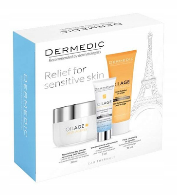 Dermedic zestaw OILAGE krem na dzień 50ml + krem pod oczy 7ml + olejowy syndet 25 ml