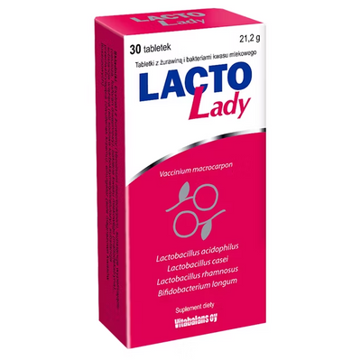 Lactolady żurawina bakterie kwasu mlekowego INFEKCJE DRÓG MOCZOWYCH 30 tabletek