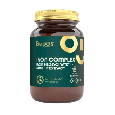Beggs Iron bisglycinate 20 mg, rosehip extract suplement żelazo i dzika róża 100 kapsułek