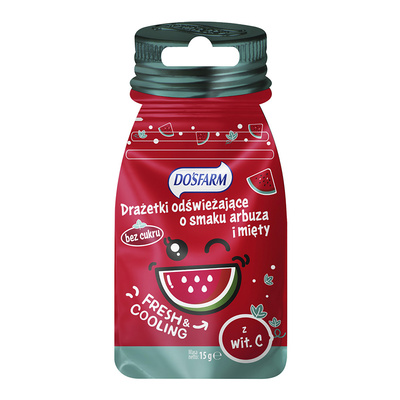 Dosfarm drażetki odświeżające o smaku arbuza i mięty z witaminą C 15 g 