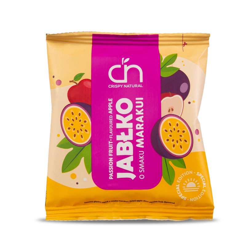 Crispy Natural jabłko o smaku marakui - suszone kostki z jabłek ZESTAW 24 x 18 g 