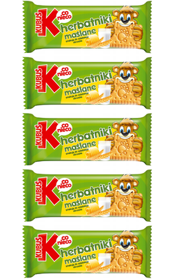 KUBUŚ Herbatniki maślane dla dziecka smaczna przekąska ZESTAW 5 x 50 g