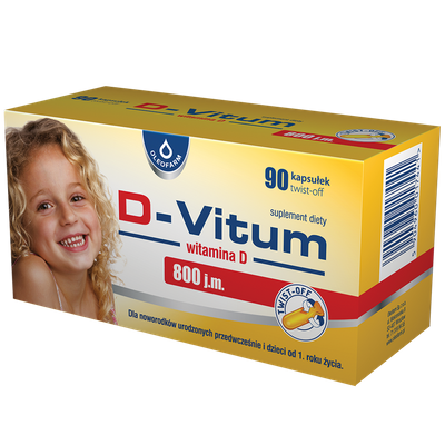 D-Vitum 800 j.m witamina D dla dzieci powyżej 3 roku życia 90 kapsułek twist-off