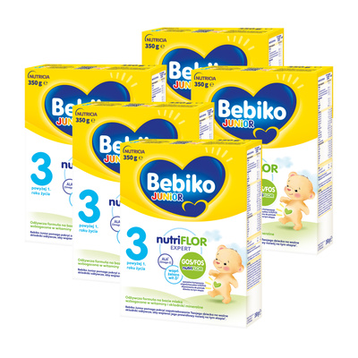 Bebiko Junior 3 Odżywcza formuła na bazie mleka dla małych dzieci powyżej 1. roku życia ZESTAW 5 x 350 g