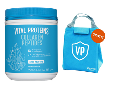 Vital Proteins Collagen Peptides dla młodzieńczego wyglądu, kolagen do picia o neutralnym smaku, 567g  + TORBA LUNCHOWA GRATIS