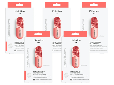L'biotica Kolagenowe płatki pod oczy przeciwzmarszczkowe ZESTAW 5 x 3 sztuki