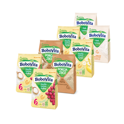 BoboVita Zestaw MIX Kaszki bez mleka po 4 i 6 miesiącu zestaw 8 sztuk