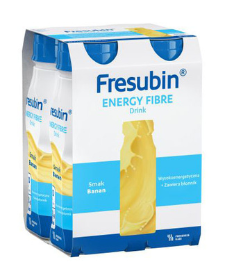 Fresubin® Energy Fibre Drink, smak bananowy, 8 x 200 ml.  Żywność specjalnego przeznaczenia medycznego. Bogata w błonnik