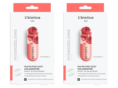 L'biotica Kolagenowe płatki pod oczy przeciwzmarszczkowe ZESTAW 2 x 3 sztuki