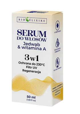 Bioelixire Serum silikonowe Jedwab + Witamina A + koenzym Q10 + Filtr UV 50 ml