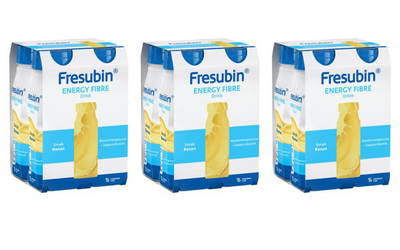 Fresubin® Energy Fibre Drink, smak bananowy, 12 x 200 ml. Żywność specjalnego przeznaczenia medycznego. Bogata w błonnik.